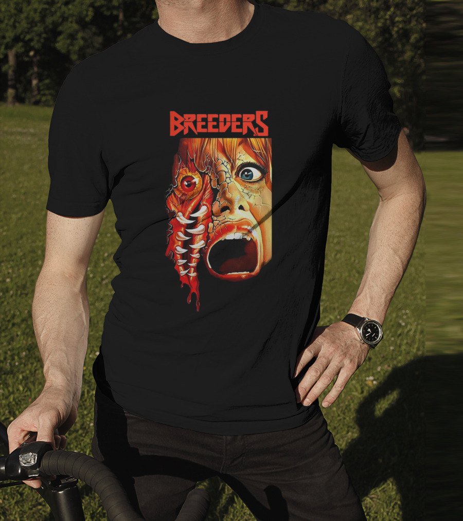 Breeders Horror Movie Artwork With Distorted Face And Eye T-Shirt