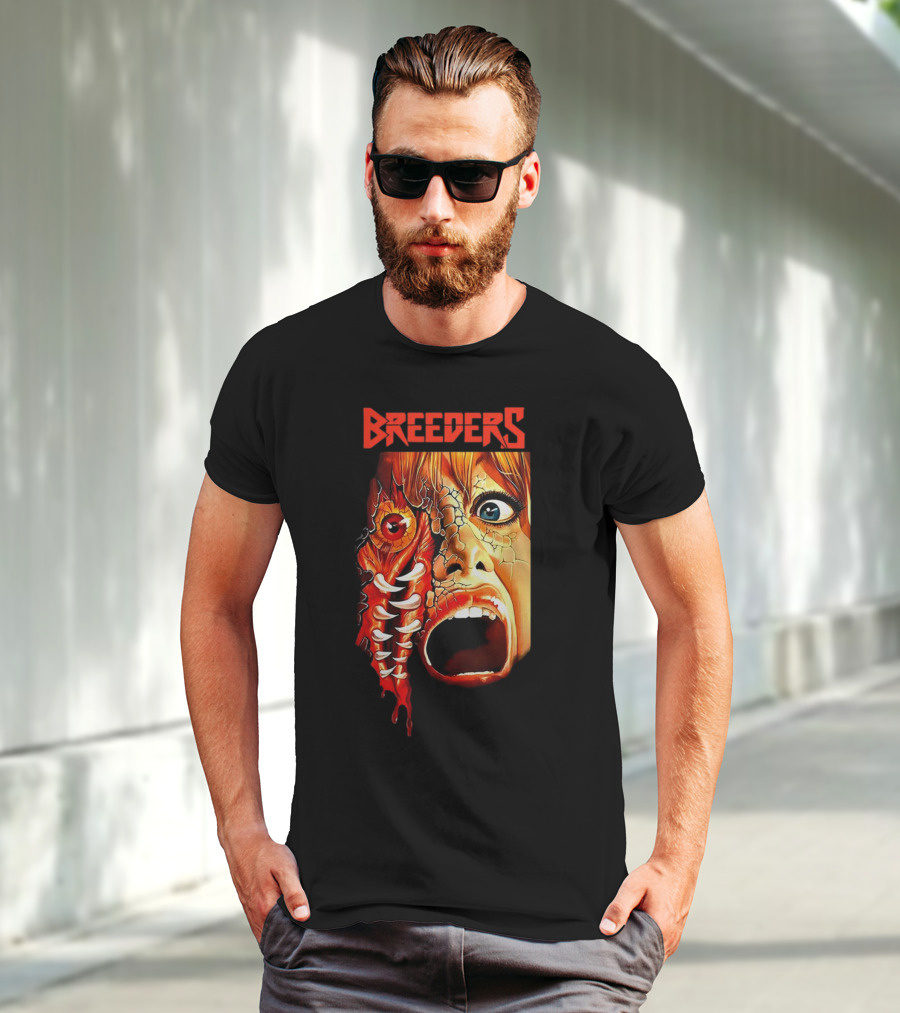 Breeders Horror Movie Artwork With Distorted Face And Eye T-Shirt