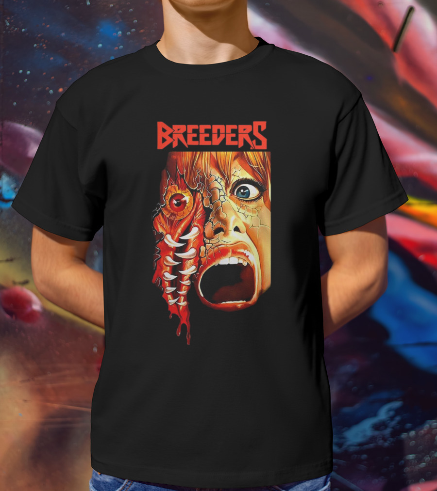 Breeders Horror Movie Artwork With Distorted Face And Eye T-Shirt