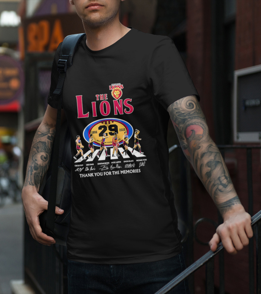 Brisbane Lions The Lions 29 Years 1996-2025 Thank You For The Memories Signatures T-Shirt