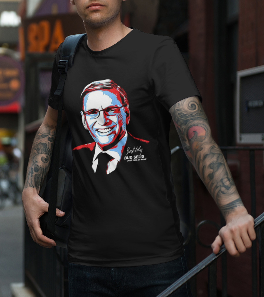 Bud Selig Commissioner Signature Red Blue White T-Shirt