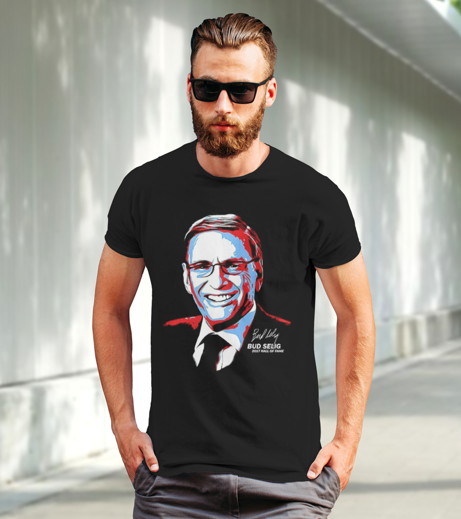 Bud Selig Commissioner Signature Red Blue White T-Shirt