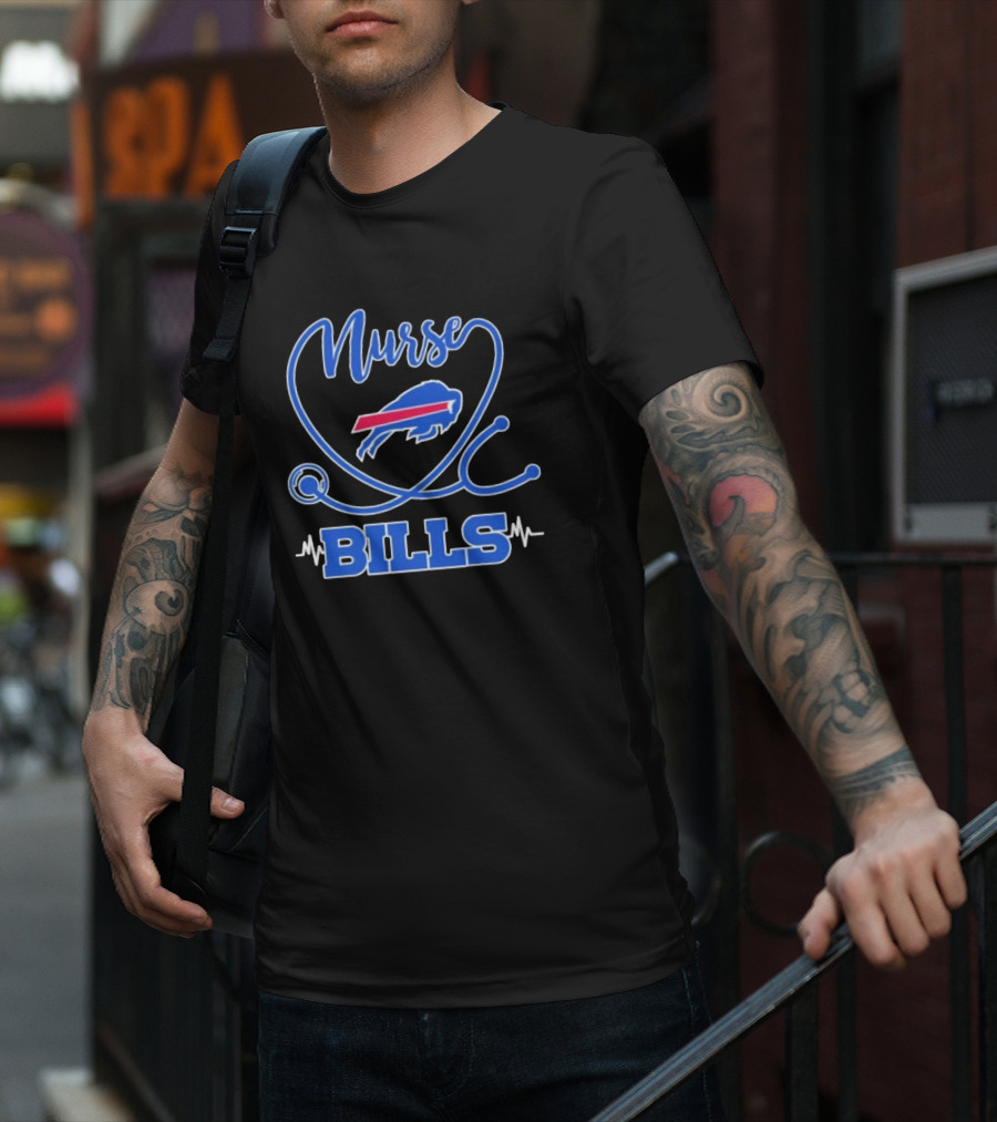 Nurse Buffalo Bills Stethoscope Heartbeat T-Shirt