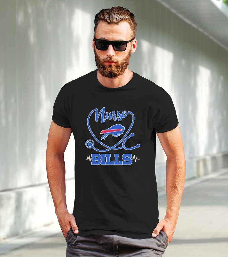 Nurse Buffalo Bills Stethoscope Heartbeat T-Shirt