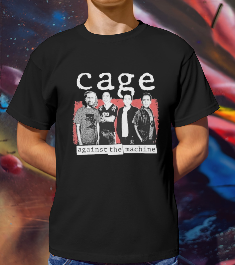 Cage Against The Machine Nicholas Sports Jersey Black White Red T-Shirt