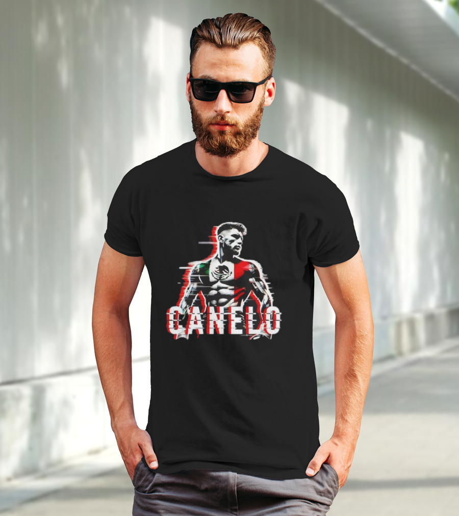 Canelo Mexican Flag Boxer Stylized Graphic T-Shirt