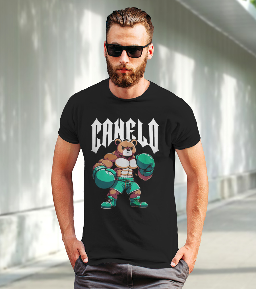 Canelo Bear Boxing Cartoon Bear With Gloves And Shorts T-Shirt