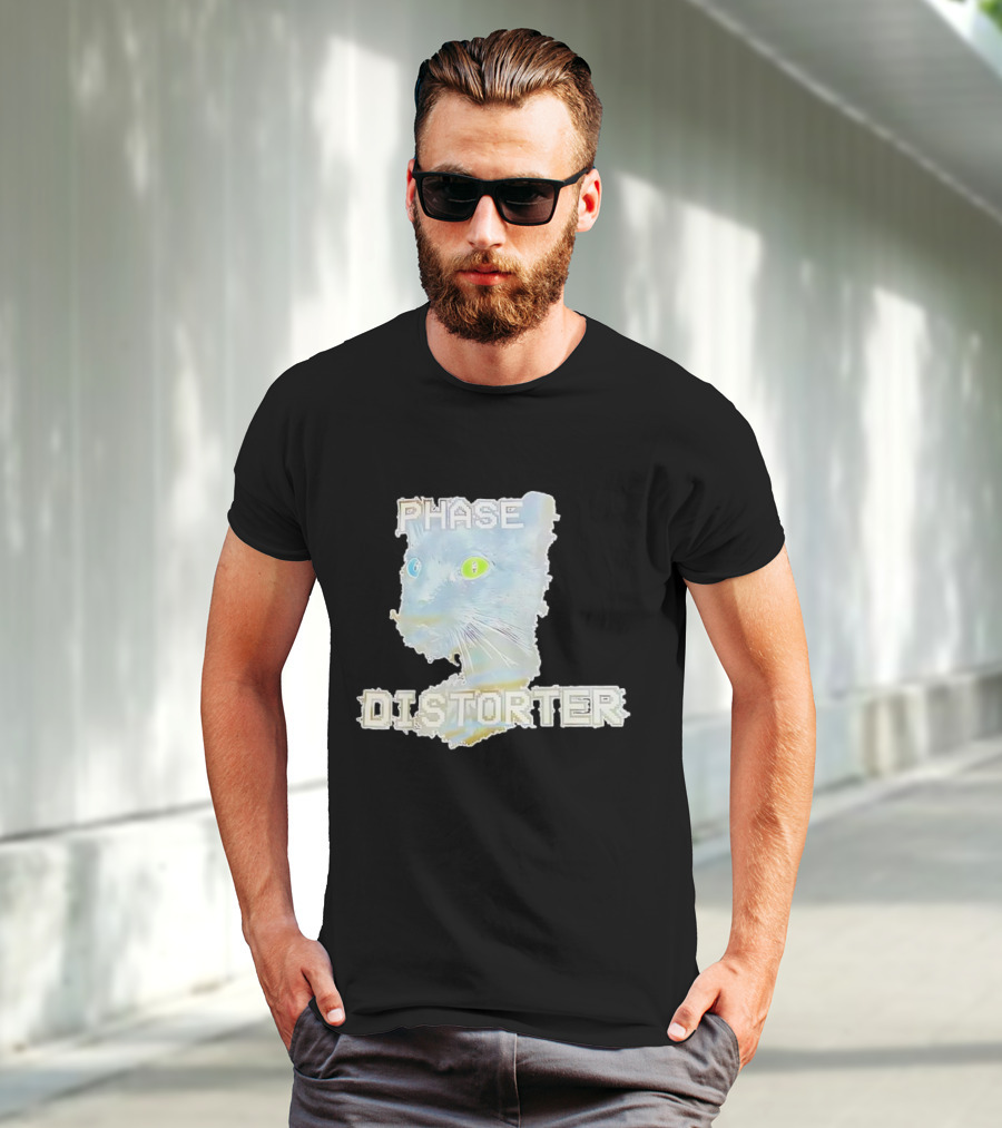 Cat Phase Distorter Optical Effect With Colorful Eyes T-Shirt