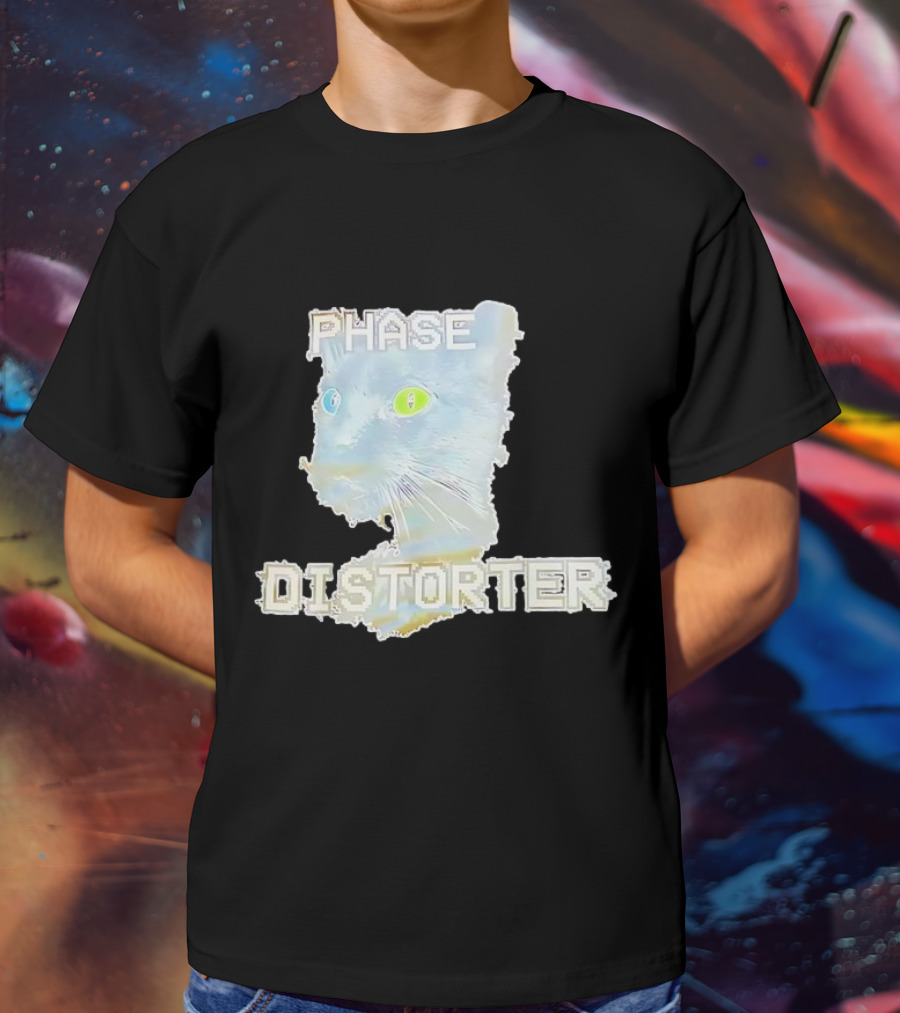 Cat Phase Distorter Optical Effect With Colorful Eyes T-Shirt