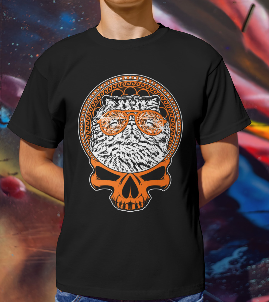 CATTY STYLE Skull Cat With Sunglasses T-Shirt