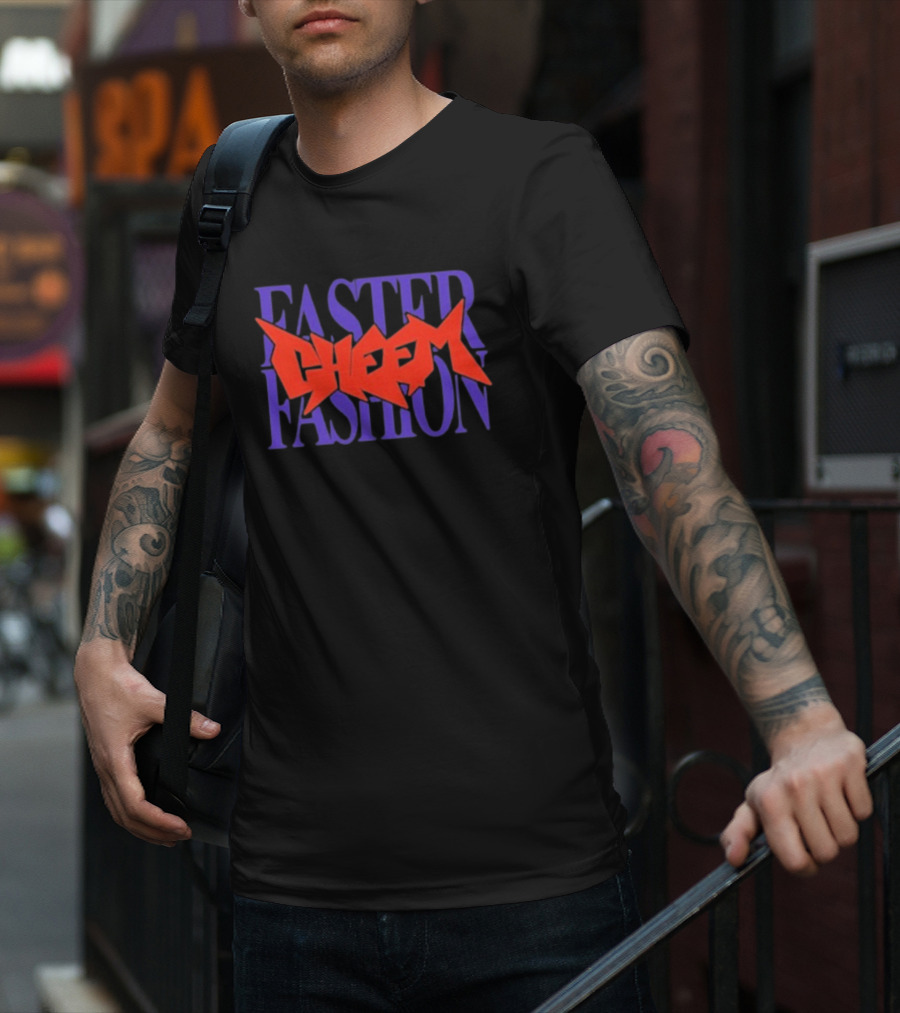 Faster Fashion Cheem Bold Red And Purple Typography T-Shirt