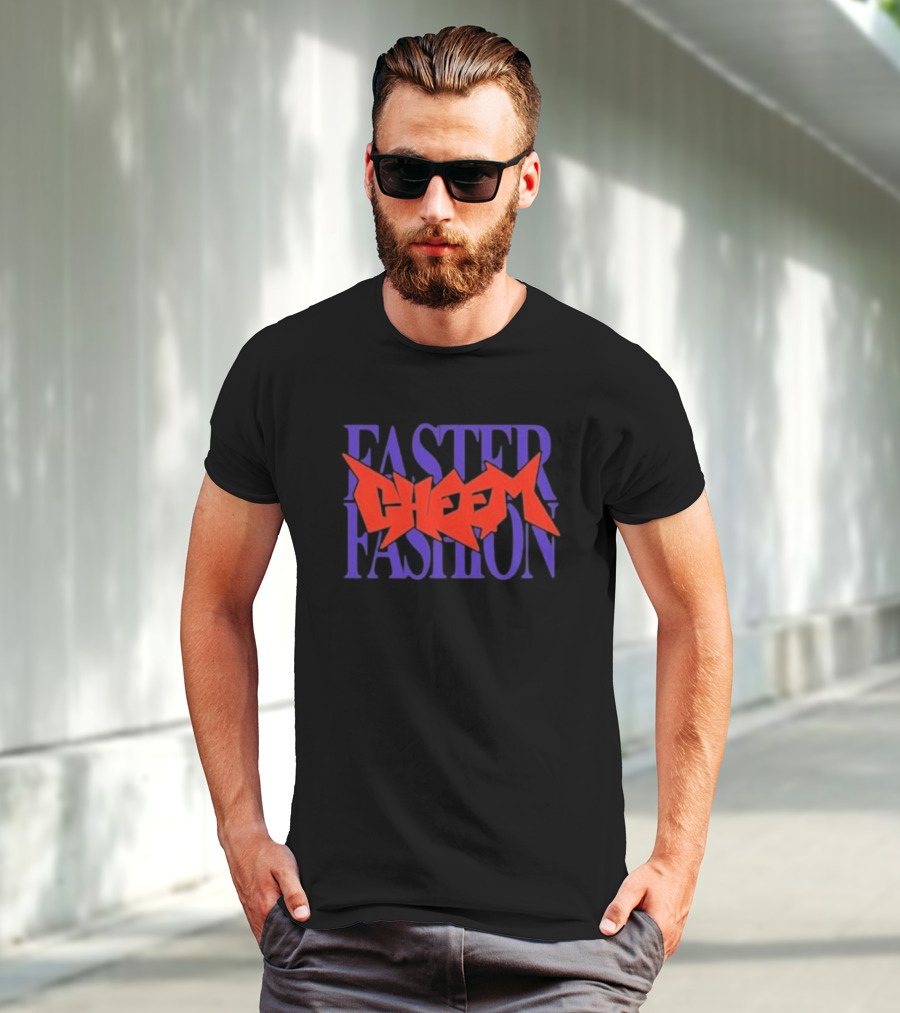 Faster Fashion Cheem Bold Red And Purple Typography T-Shirt