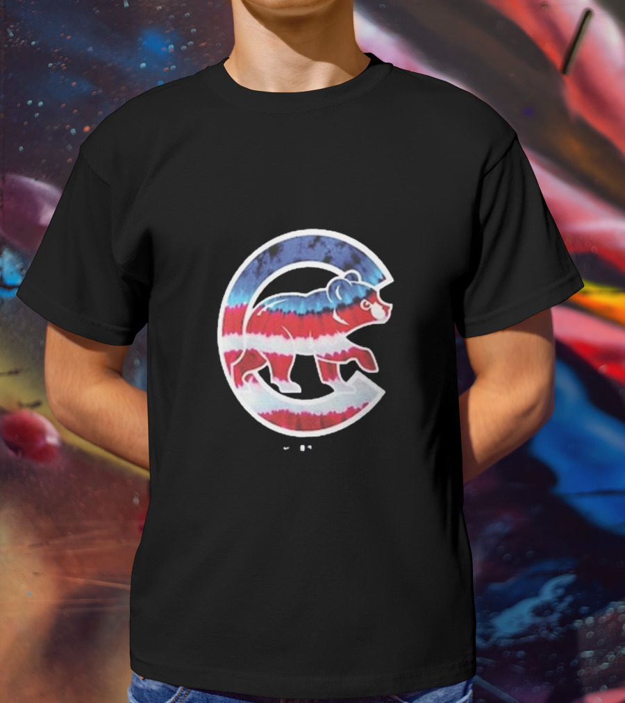 Chicago Cubs Americana Tie-Dye Bear Logo T-Shirt