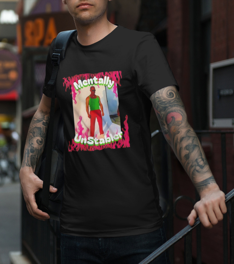 Mentally Unstabler Flaming Outfit Vibrant Red Pants T-Shirt
