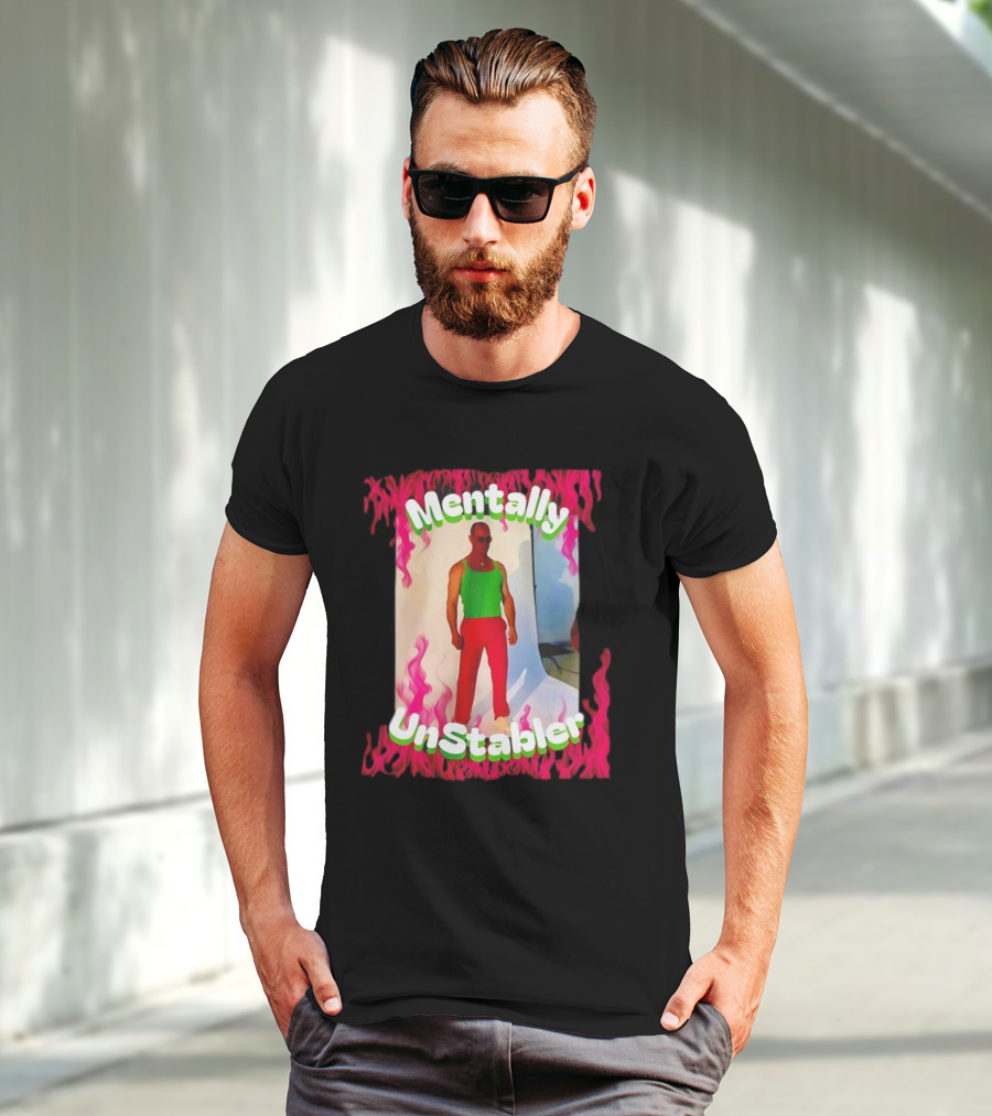Mentally Unstabler Flaming Outfit Vibrant Red Pants T-Shirt