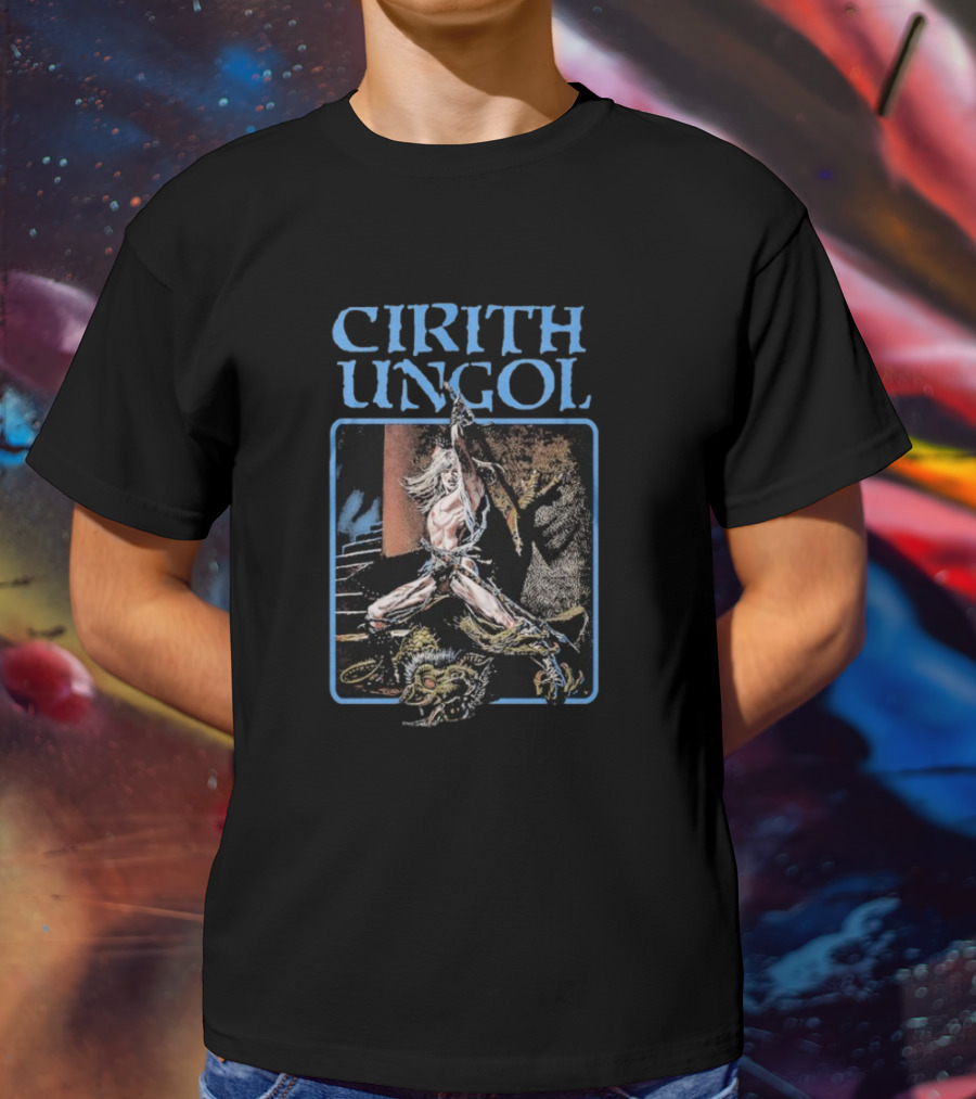 Cirith Ungol Fantasy Warrior And Dragon Battle T-Shirt