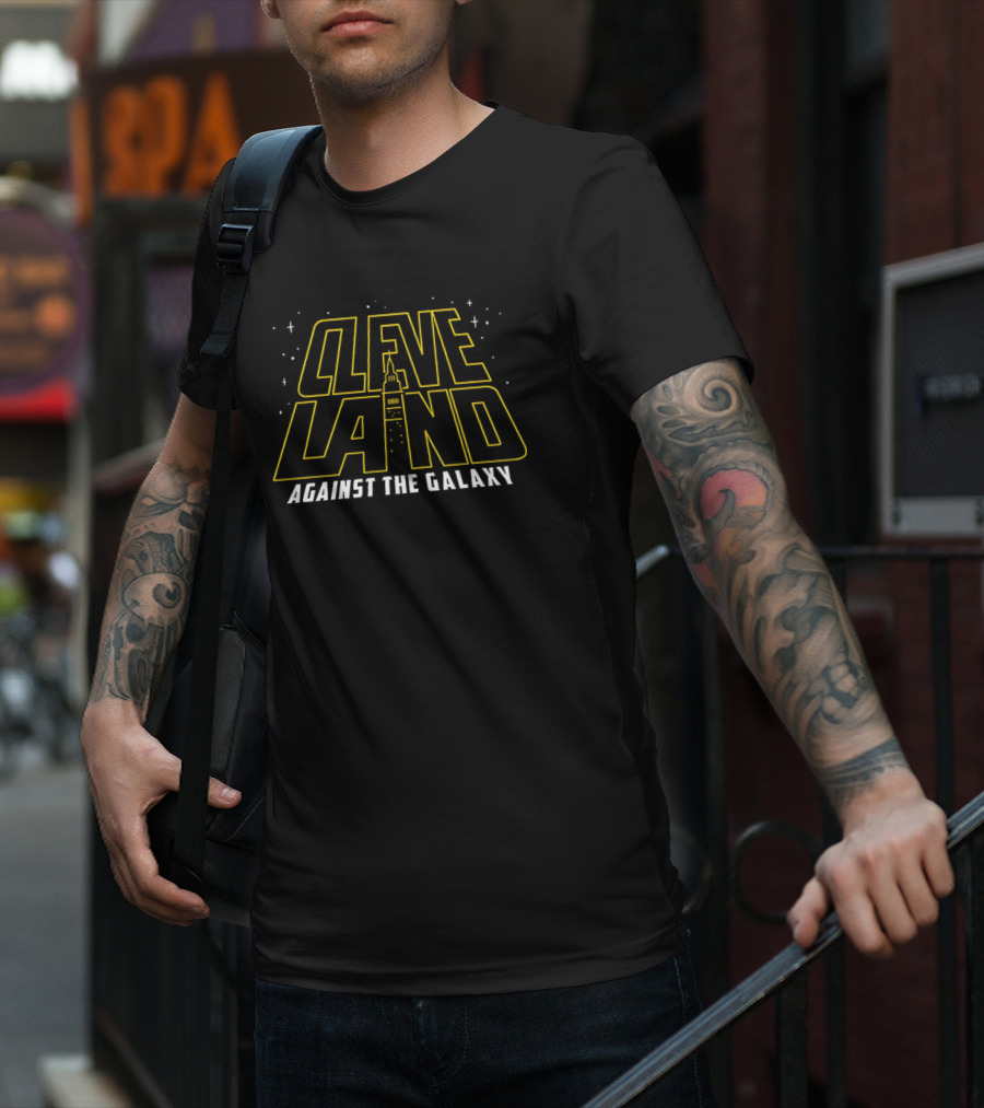 Cleveland Against The Galaxy Tower And Stars Fantasy Style T-Shirt
