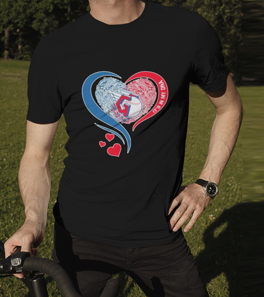 Cleveland Guardians It's In My DNA Heart Baseball Fingerprint T-Shirt