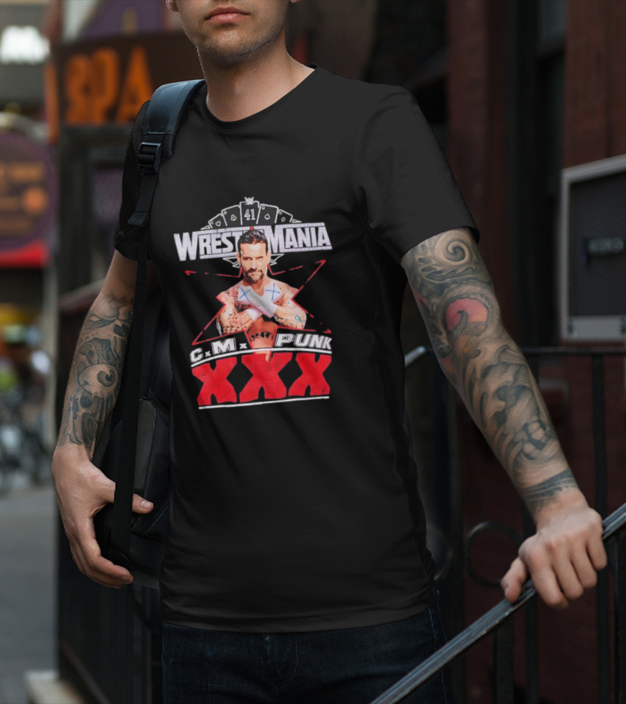 CM Punk WrestleMania XXX 41 Playing Cards Theme T-Shirt