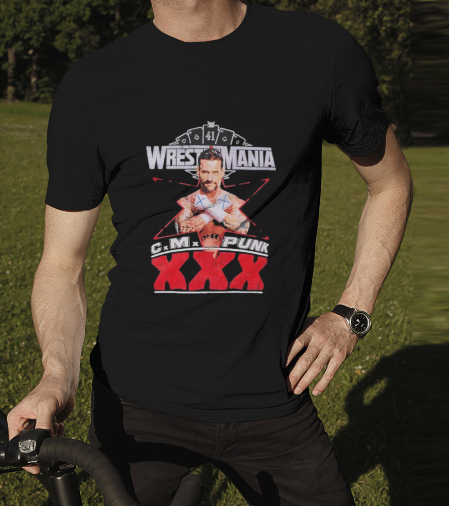 CM Punk WrestleMania XXX 41 Playing Cards Theme T-Shirt