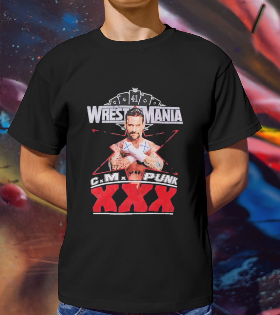 CM Punk WrestleMania XXX 41 Playing Cards Theme T-Shirt