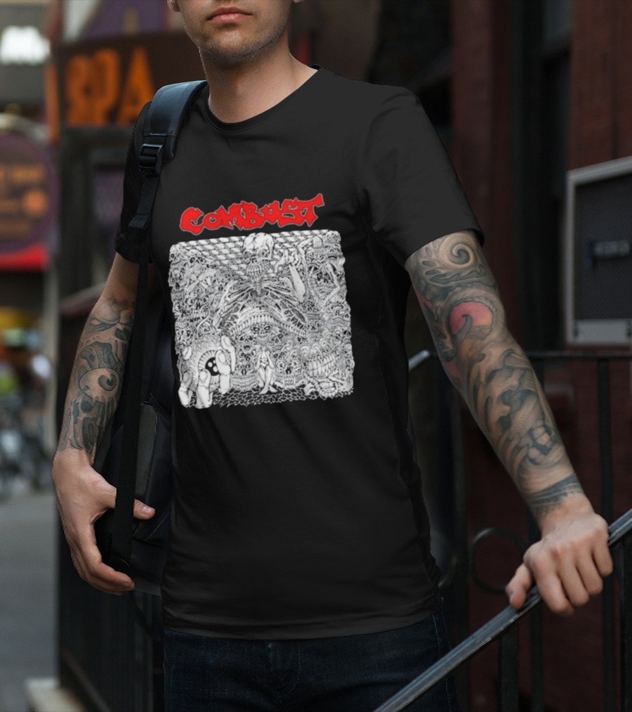 Combust Belly Of The Beast Intricate Black And White Triple B Records T-Shirt