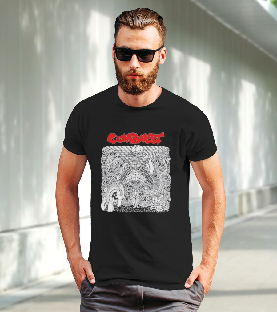 Combust Belly Of The Beast Intricate Black And White Triple B Records T-Shirt