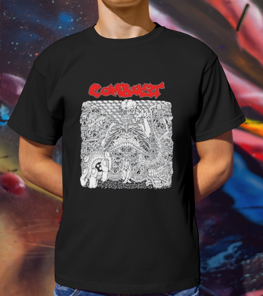 Combust Belly Of The Beast Intricate Black And White Triple B Records T-Shirt