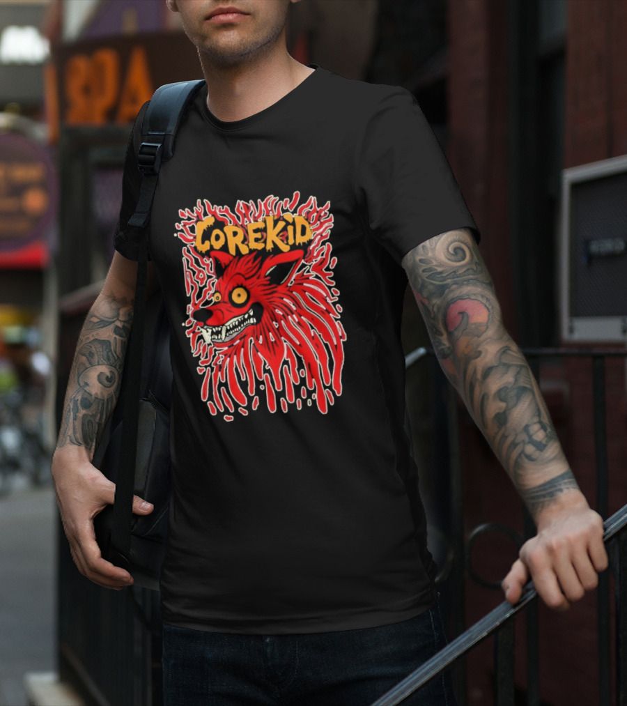 Corekid Blood Wolf Fiery Red Canine Artwork T-Shirt