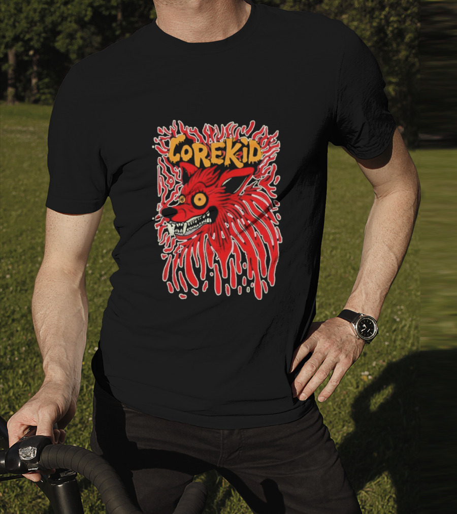 Corekid Blood Wolf Fiery Red Canine Artwork T-Shirt