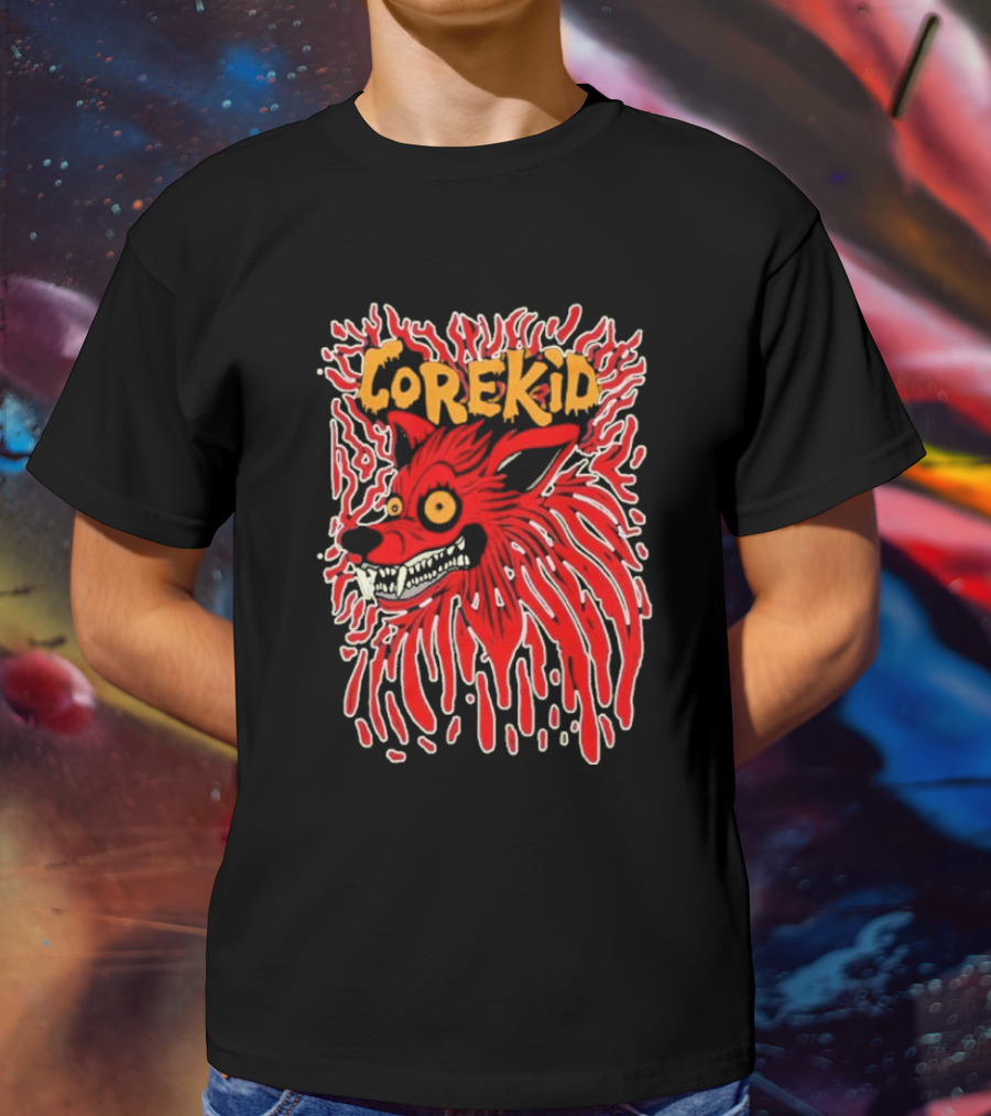 Corekid Blood Wolf Fiery Red Canine Artwork T-Shirt
