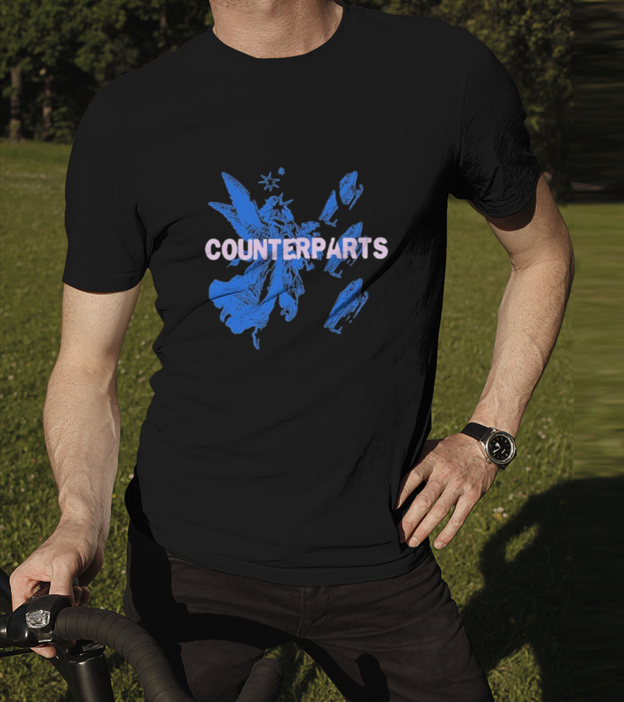 Counterparts Angel Eulogy Blue Angelic Figure With Pink Typography T-Shirt