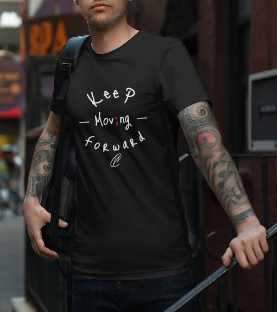 Keep Moving Forward Motivational Semicolon Design T-Shirt