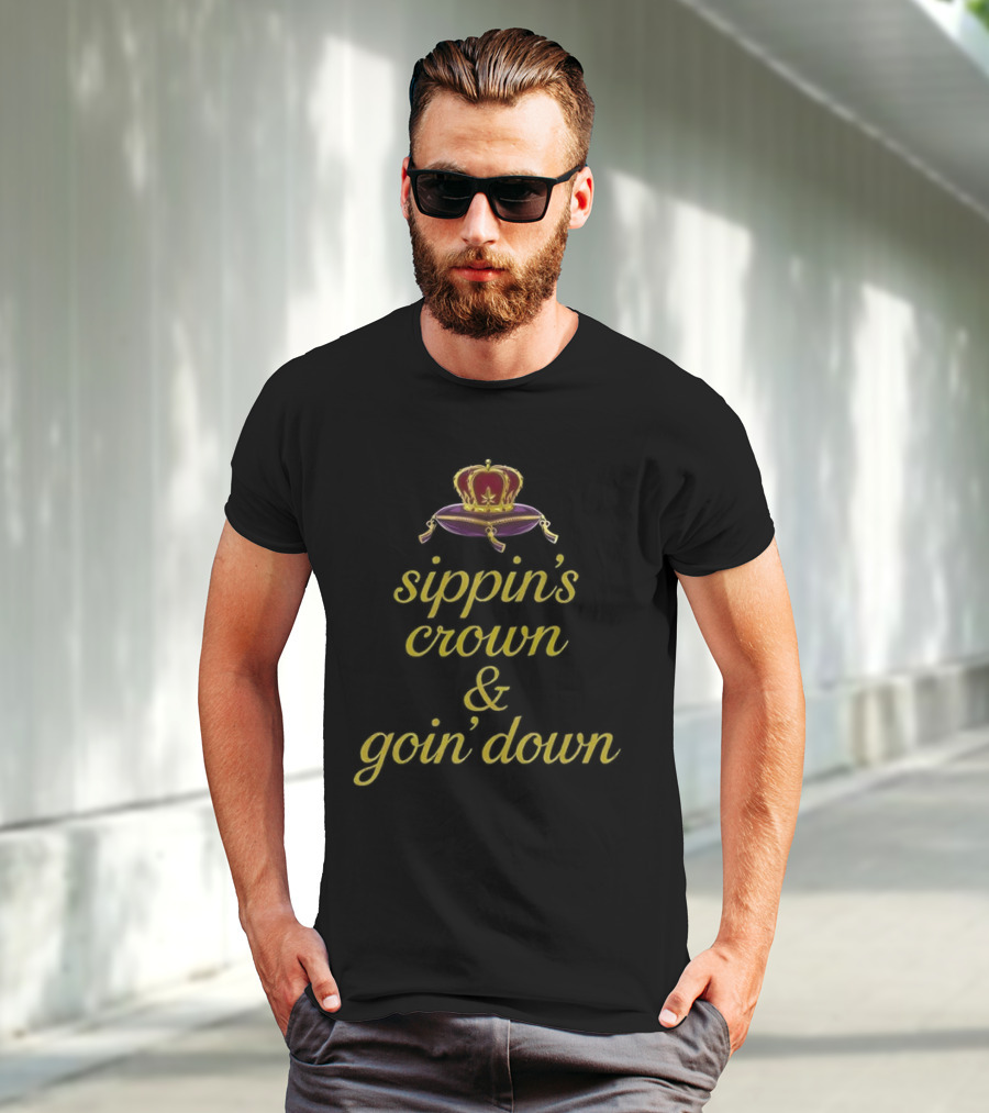 Crown Royal Sippin’ Crown And Goin’ Down Red Velvet Crown Graphic T-Shirt