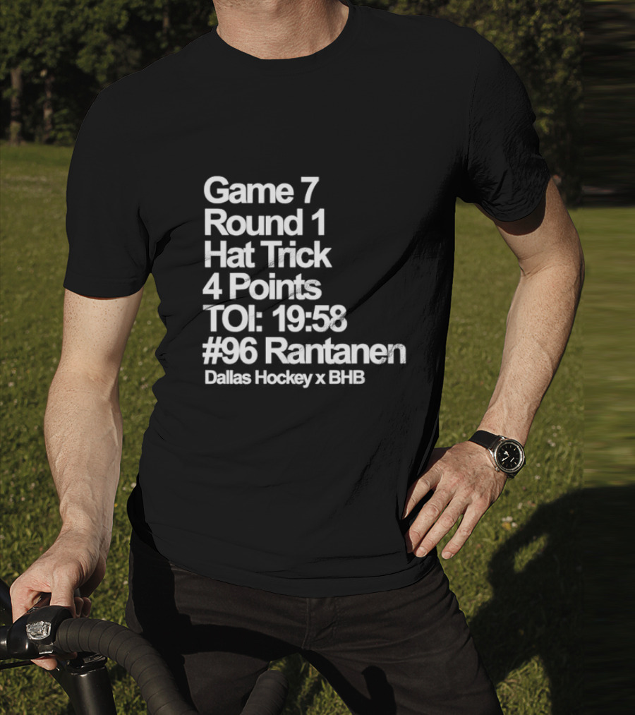 Dallas Hockey Game 7 Round 1 Hat Trick 4 Points TOI 19:58 #96 Rantanen T-Shirt