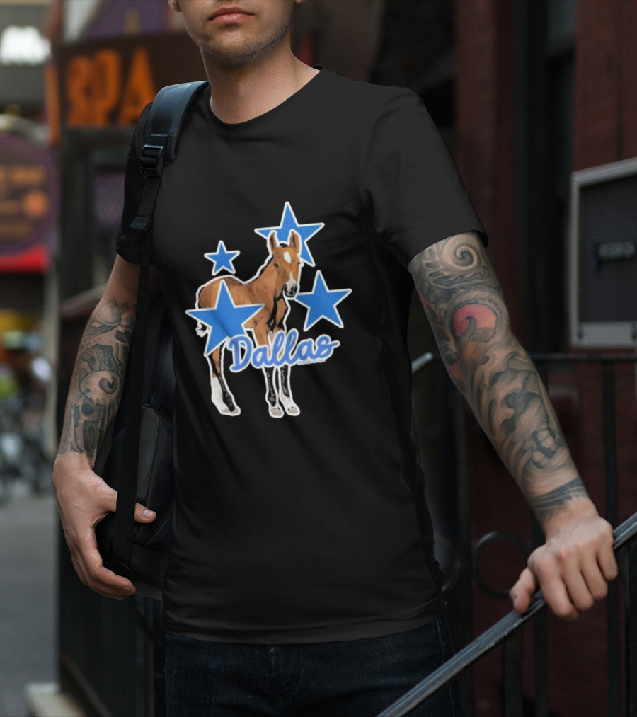 Dallas Horse With Blue Stars Iconic Design T-Shirt
