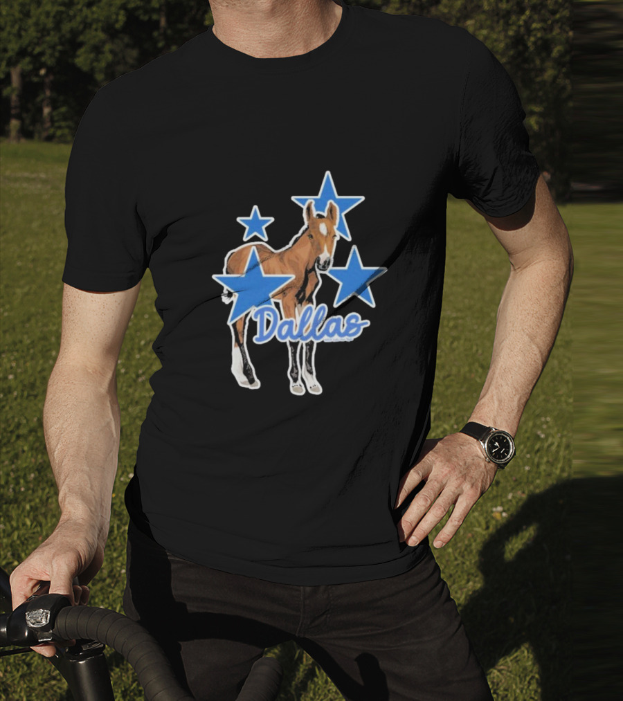 Dallas Horse With Blue Stars Iconic Design T-Shirt