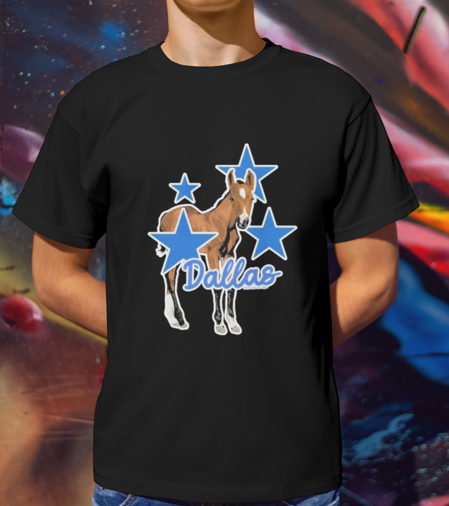 Dallas Horse With Blue Stars Iconic Design T-Shirt