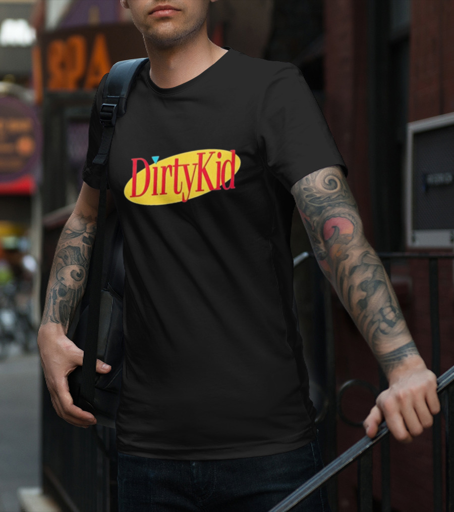 Dirty Kid Oval Bold Red Yellow Oval Style T-Shirt