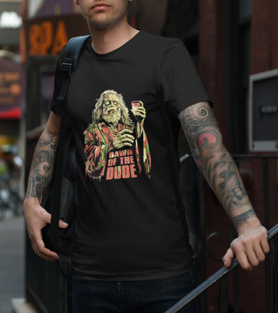 Zombie Dude Camo Robe Holding Drink Zombie Of The Dude T-Shirt