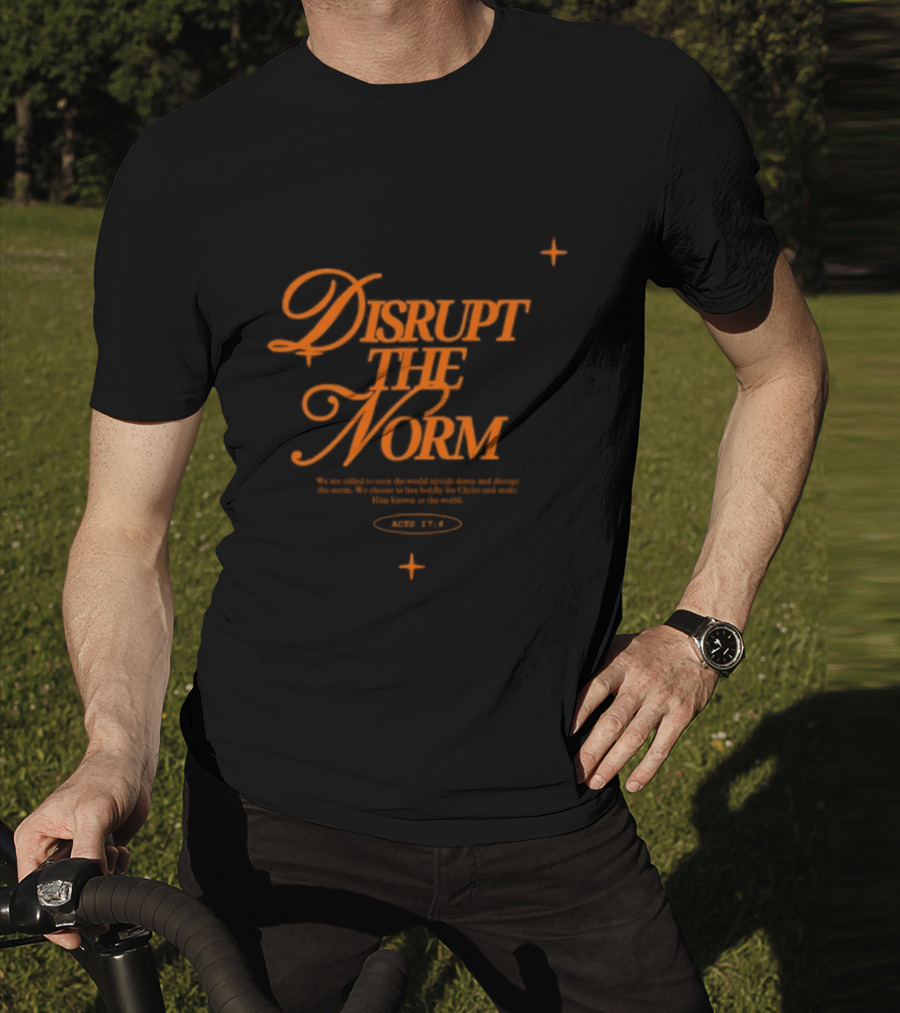 Disrupt The Norm Orange Aesthetic Text With Stars T-Shirt