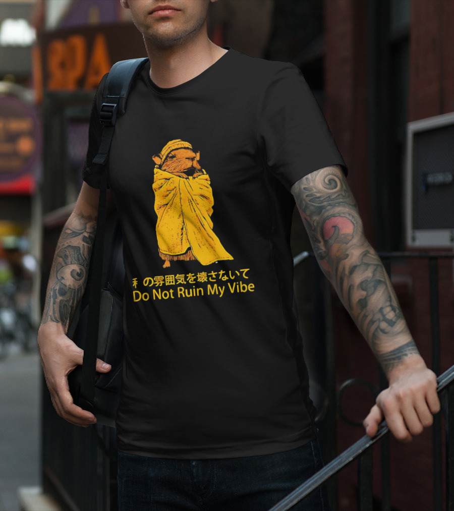 Do Not Ruin My Vibe Hamster Wrapped In Blanket With Japanese Text T-Shirt