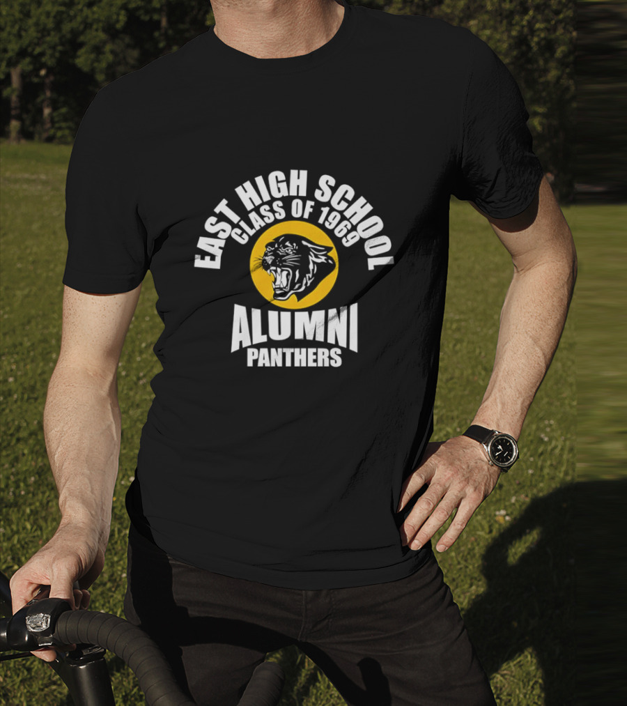 East High School Class Of 1969 Alumni Panthers Logo With Roaring Panther Face T-Shirt