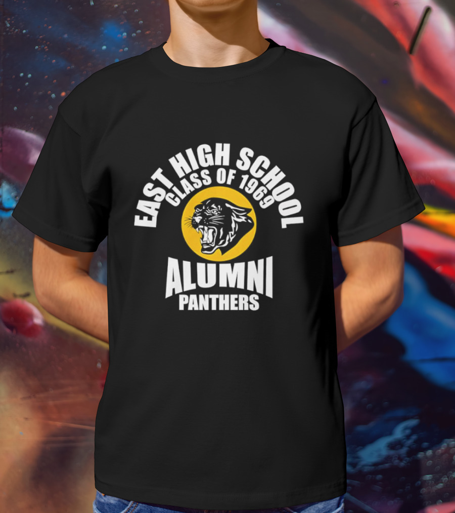 East High School Class Of 1969 Alumni Panthers Logo With Roaring Panther Face T-Shirt