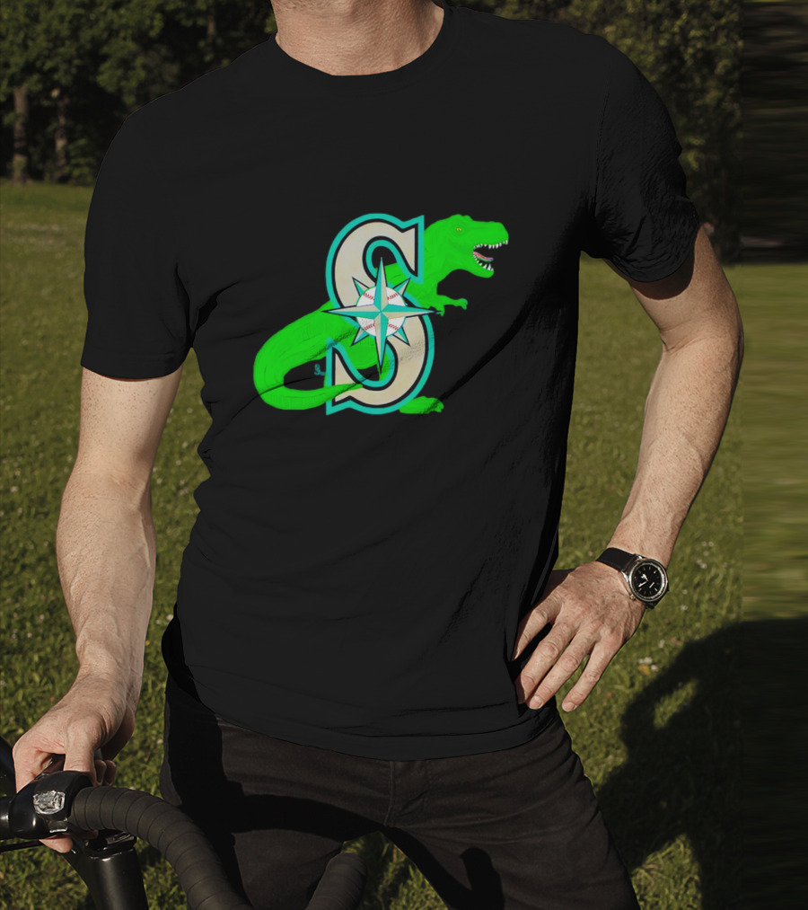 Seattle Mariners Dinosaur Baseball Team Emblem T-Shirt