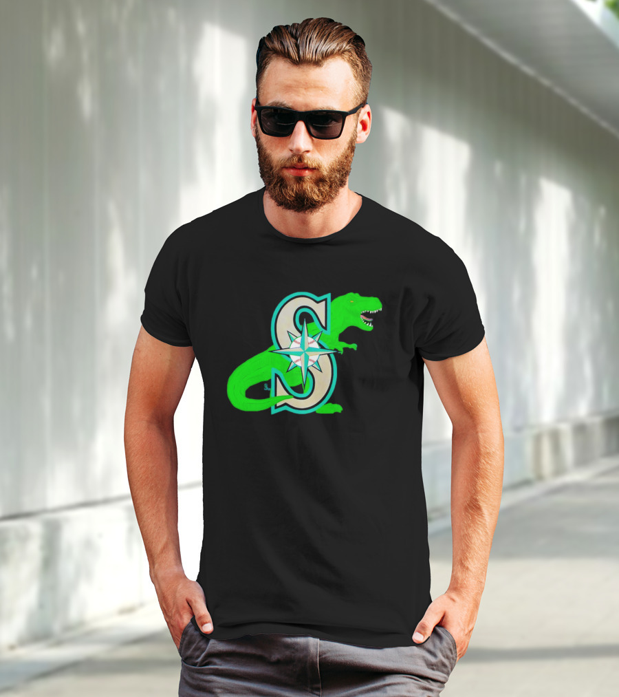 Seattle Mariners Dinosaur Baseball Team Emblem T-Shirt