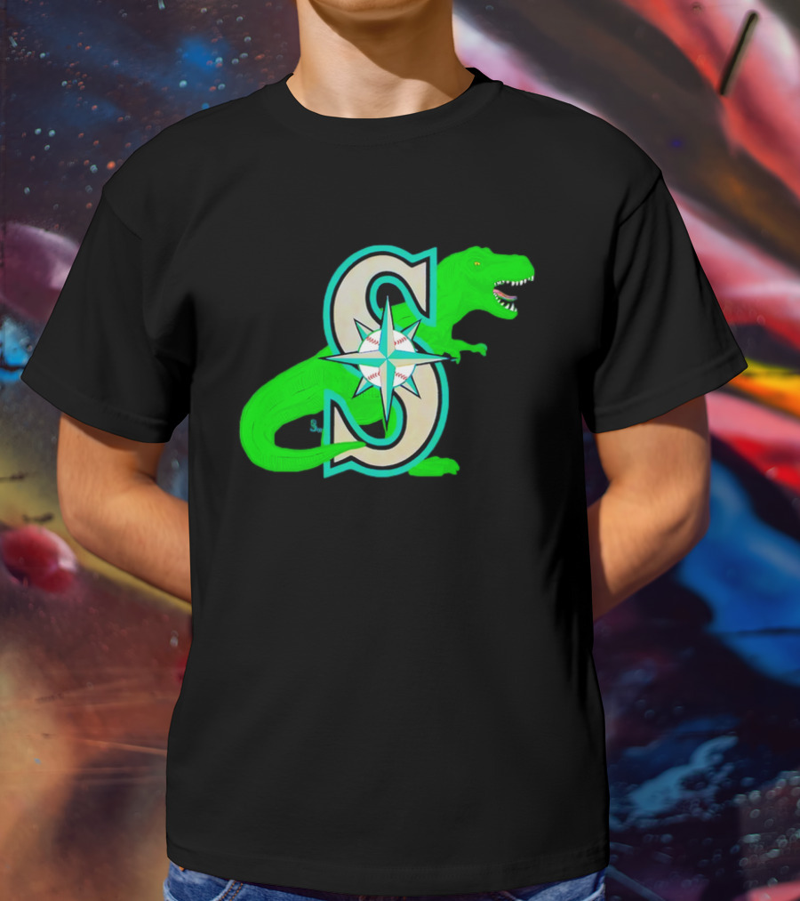 Seattle Mariners Dinosaur Baseball Team Emblem T-Shirt