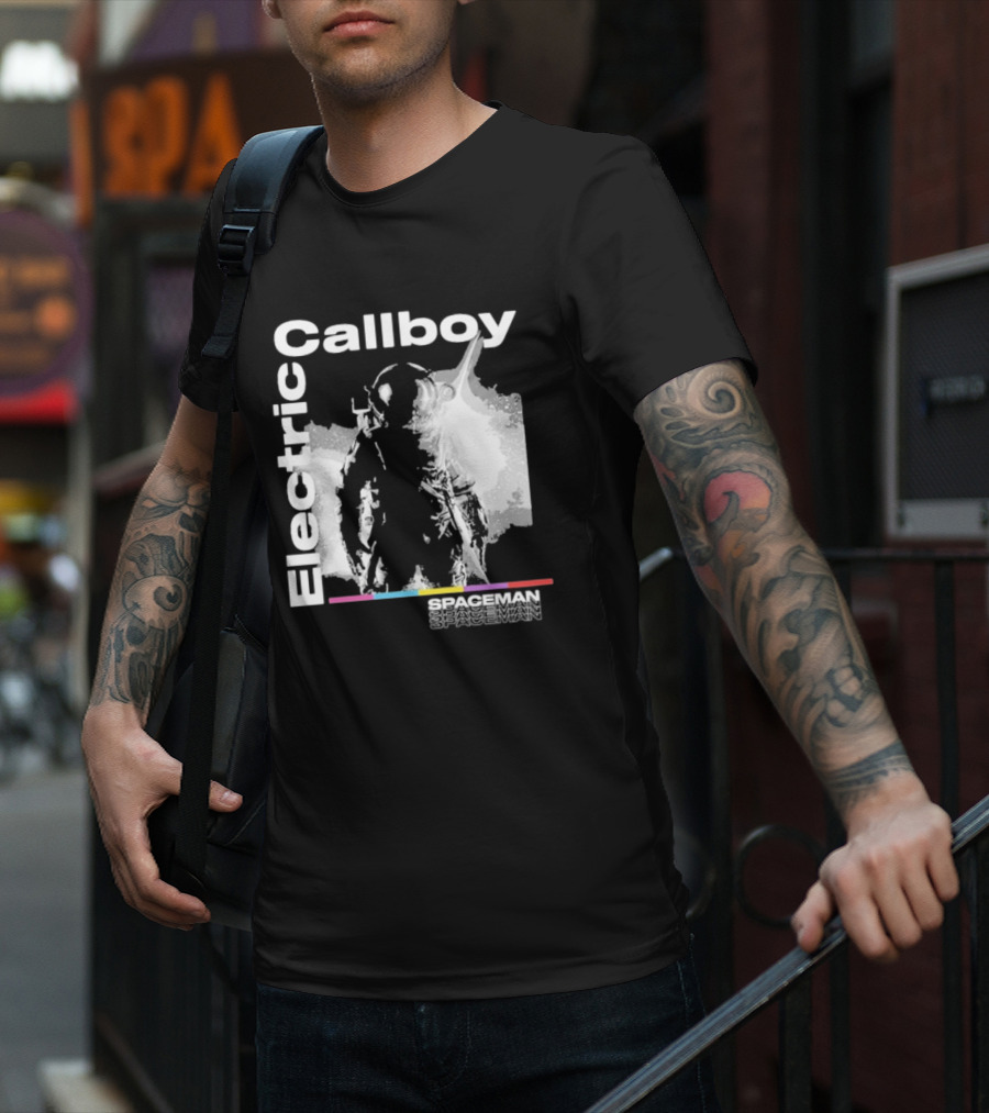 Electric Callboy Spaceman Cover Rainbow Text Starman Silhouette T-Shirt