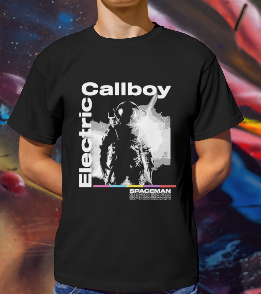 Electric Callboy Spaceman Cover Rainbow Text Starman Silhouette T-Shirt