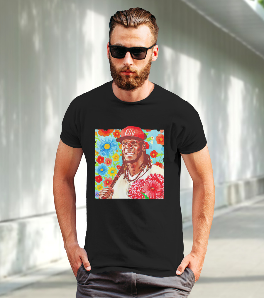 Elly De La Cruz Cincinnati Reds Floral Baseball Imagery T-Shirt